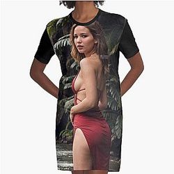 Jennifer Lawrence Actress Graphic T-Shirt Dress becomes Jennifer Lawrence Graphic T-Shirt Dress