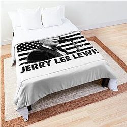 Retro American Flag Jerry Lee Lewis Music Gift Comforter