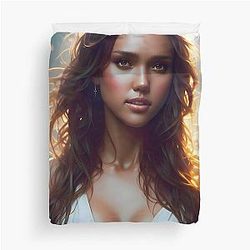 Jessica Alba Digital Fan Art Duvet Cover