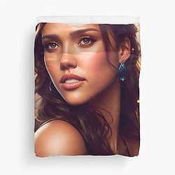 Jessica Alba Digital Fan Art Duvet Cover
