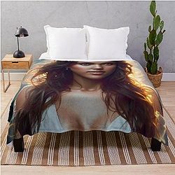 Jessica Alba Digital Fan Art Throw Blanket