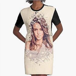 Jessica Alba Graphic T-Shirt Dress