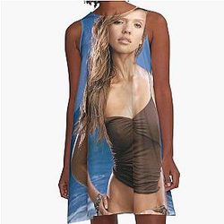 Jessica Alba Actress in A line Dress