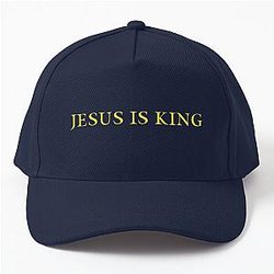 Jesus Is King Hats &amp; Caps - Jesus is King - Kanye West (Yellow on Blue) Baseball Cap RB0309