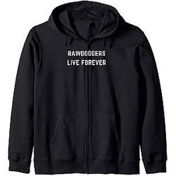 Jidion Hoodies - Jidion Zipped Hoodie, Rawdoggers Live Forever - Rawdog and Rawdogging fun Zip Hoodie