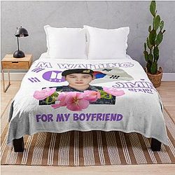 BTS Jimin I'm Waiting for my boyfriend Throw Blanket