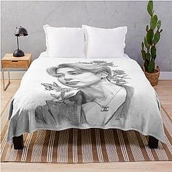 Flower Jimin Pencil Art Throw Blanket