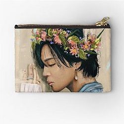 Jimin and Flower Zipper Pouch