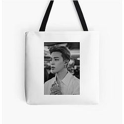 Jimin in black and white print tote bag
