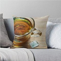 Steeping Tea in a Glass Mug Throw Pillow RB0301