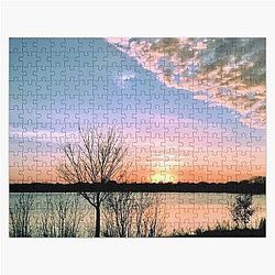 Clearing Cloud Front at Sunset Over Lake Jigsaw Puzzle RB0301