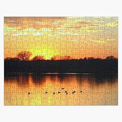 Sunset over Lake Hiawatha with Geese  Jigsaw Puzzle RB0301
