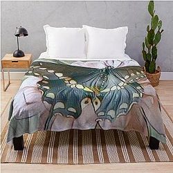 Black Swallowtail Butterfly Drawn Lightly Throw Blanket RB0301