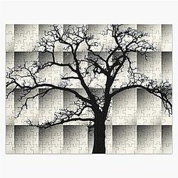 Leafless Oak on Gradient Pattern Jigsaw Puzzle RB0301