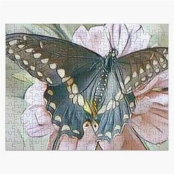 Black Swallowtail Butterfly Drawn Lightly Jigsaw Puzzle RB0301