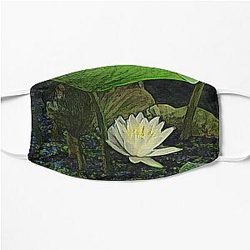Water Lily Sheltered by its Own Leaves Flat Mask RB0301
