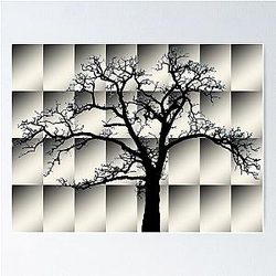 Leafless Oak on Gradient Pattern Poster RB0301