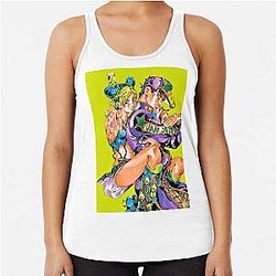 Cool art of -%[?jojos?]%- adventures -%[? bizarres?]%- film Racerback Tank Top