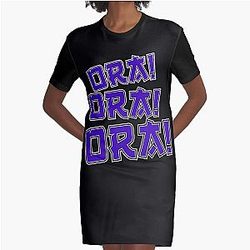 Ora Ora Ora Weeb Manga Anime Japan Fan Graphic T-Shirt Dress
