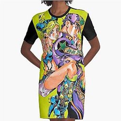 Cool art of -%[?jojos?]%- adventures -%[? bizarres?]%- film Graphic T-Shirt Dress