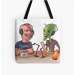 Joe Rogan and The Alien All Over Print Tote Bag