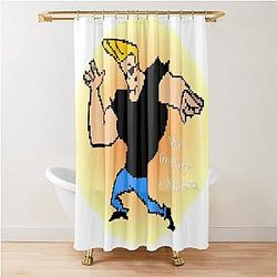 Johnny Bravo 8 bit Shower Curtain