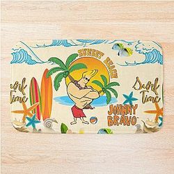 Johnny Bravo 2. Tropical themed concept style. Colorful modern trendy cartoon character. All over seamless repeatable pattern. Bath Mat.