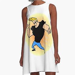 Johnny Bravo 8 Bit A-Line Dress