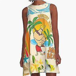 Johnny Bravo Tropical themed concept style. Colorful modern cartoon character. A-Line Dress