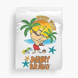 Johnny Bravo Tropical themed concept style. White modern styling. Poster, style mode. Duvet Cover.