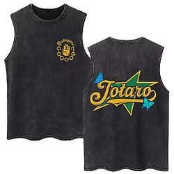 Jotaro Star Vintage PTTT1008 Washed  JoJo's Bizarre Adventure Tank Tops