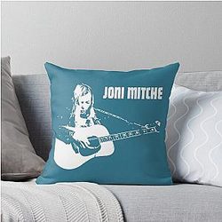 Believe Joni Mitchell Nice Female Artist Illustration, Joni Mitchell Designs Gift Throw Pillow