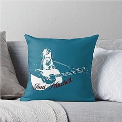 Joni Mitchell Illustration and Art Throw Pillow Designs