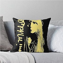 Joni Mitchell 1970s Vintage Throw Pillow