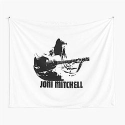 Joni Mitchell Black Stencil Design Tapestry