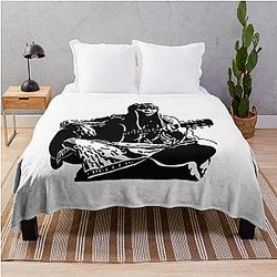 Joni Mitchell Black Stencil Throw Blanket