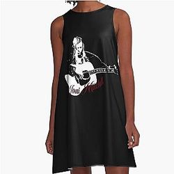 Joni Mitchell illustration and art, Joni Mitchell designs A-Line Dress