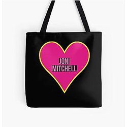 Joni Mitchell - Heart Over Print Tote Bag