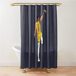 Jordan Poole Back Shot Yellow Shower Curtain