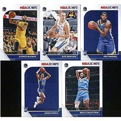 2019-20 Panini NBA Hoops Golden State Warriors Team Set of 10 Cards: D'Angelo Russell(#18), Stephen Curry(#59), Klay Thompson, Draymond Green(#62), Kevon Looney(#65), Willie Cauley-Stein(#169), Jordan Poole(#223), Eric Paschall(#230), Alen Smailagic(#247), Alfonzo McKinnie(#269)