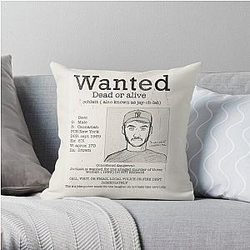 Jschlatt Pillow Cover - Jschlatt  Fake Wanted Poster Throw Pillow Cover