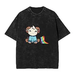 Rainbow Flag Washed  Jschlatt T-Shirts