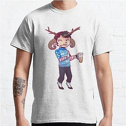 Jschlatt Christmas Reindeer Cute Printed Casual Unisex T-Shirt