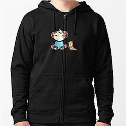 Jschlatt Jackets - Jschlatt Plushies Rainbow Flag Classic Zipped Hoodie