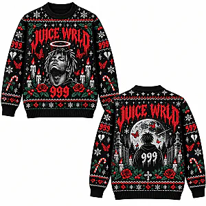 Red Dark DTNK2110 Juice Wrld Ugly Christmas Sweater