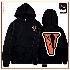 Juice Wrld Hoodies - Juice Wrld 999 x Vlone Big V Black Pullover Hoodie