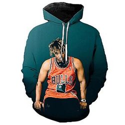 Juice Wrld  Blue 3D Print Casual Oversized Hoodie