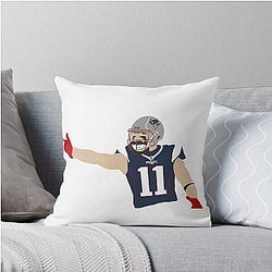 Julian Edelman Portrait Throw Pillow