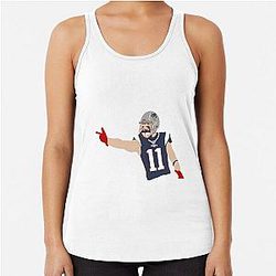 Julian Edelman Faceless Portrait Racerback Tank Top