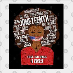 Juneteenth Posters - Juneteenth American Flag Afro Free-Ish Since 1865 Poster TP1002
